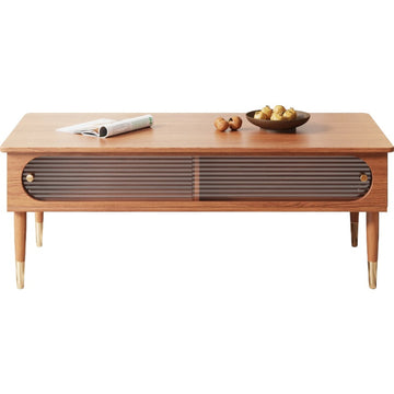 Modern Rectangular Wooden Coffee Table with Storage in Brown